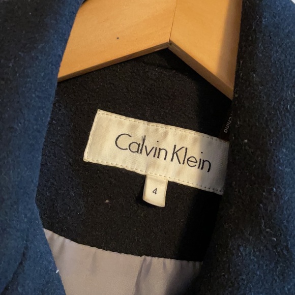 Calvin Klein Double Breasted Wool Black Peacoat - Picture 3 of 5